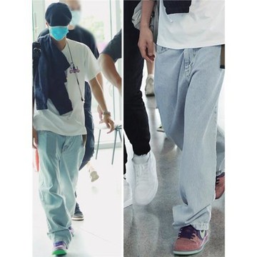 王一博同款休閑寬松滑板牛仔褲百搭直筒闊腿褲男女高腰顯瘦拖地褲