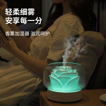 汽車香氛 車用擴香 夾式芳香車內香水 新品中式玫瑰香薰機臥室酒店精油擴香機小型家用加濕器創意小夜燈