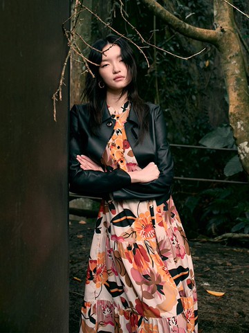 【官網獨賣】人氣追加 | 畫家風手繪花朵雪紡蛋糕裙洋裝