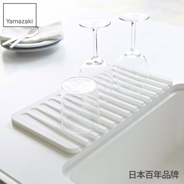 日本山崎Flow-斷水流瀝水盤-L(白)/收納架/碗盤架/餐具瀝水/碗盤瀝水架