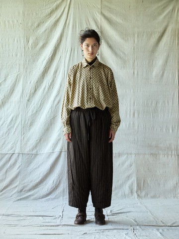 復古文青 / 棉麻條紋褲子 / 休閒棉褲