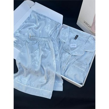 薄款三件套裝冰絲睡衣女春夏款帶胸墊高級感家夏季涼感絲綢家居服