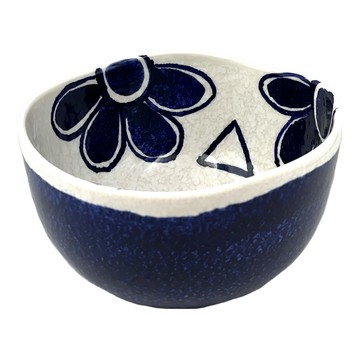 Modigliani 義大利陶 古城圖騰系列 波浪邊碗 16 x 16 x 9cm  1個  藍色