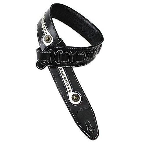 ギター ストラップ  |Walker  Williams Black  White Top Grain Leather Guitar Strap