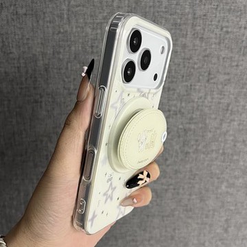 三只魚【可愛黃底蛋糕小熊兔子支架】適用蘋果17/16/15promax16/15pro手機殼新款網紅防摔全包保護套男女小眾