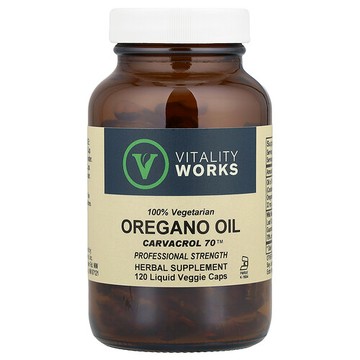 Vitality Works, 牛至油，香芹酚70液體素食膠囊，120粒