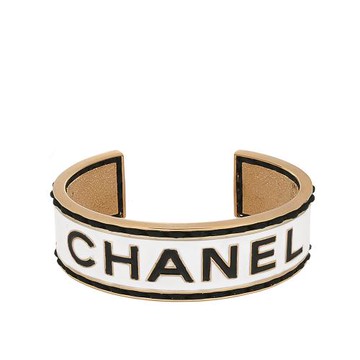 展示商品_CHANEL 經典標誌及編織外框寬手鐲(白色/黑色)