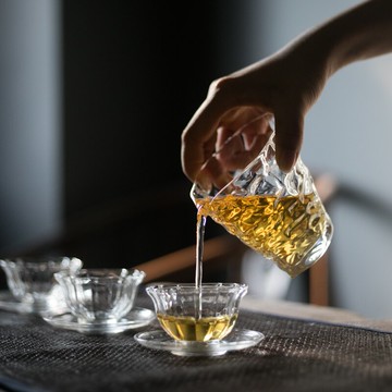 不規則手工錘紋耐熱加厚玻璃公道杯大號分茶器日式功夫茶具茶海