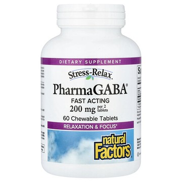 Natural Factors, Stress-Relax®，PharmaGABA®，60 片咀嚼片（每片 100 毫克）