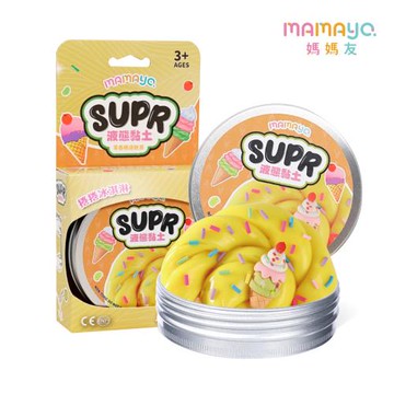 【mamayo】液態黏土奇幻系列-捲捲冰淇淋(豔陽黃/紓壓玩具/史萊姆/黏土玩具/安全無毒)