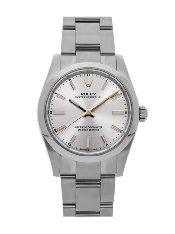 Rolex - 2021 pre-owned Oyster Perpetual 34mm - men - stainless steel - One Size - Silver