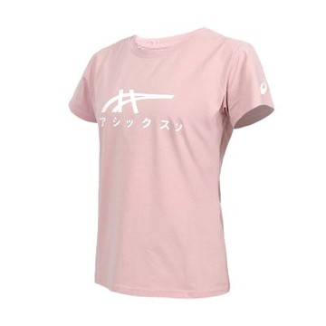 ASICS 女短袖T恤-吸濕排汗 運動 上衣 休閒 2012D329-700 粉紅白