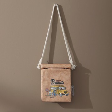 【PEANUTS 史努比聯名款】紙袋造型2way帆布包 - 黃色校車