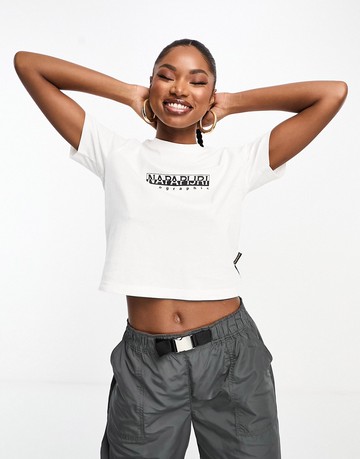 Napapijri Box logo baby tee in white