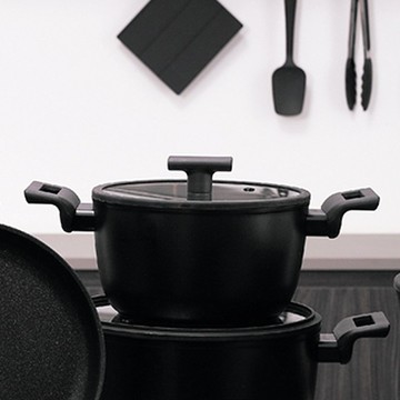 【Sambonet】義大利製 Titan鈦塗層不沾鍋雙耳湯鍋20cm-附蓋