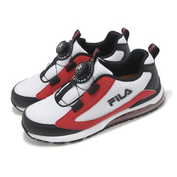 Fila 慢跑鞋 J424Z 大童 中童 白黑紅 旋鈕 緩衝 小朋友 拼接 運動鞋 斐樂 3J424Z120