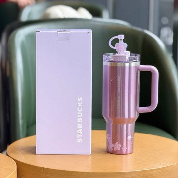 星巴克櫻花杯子2026暮櫻翩翩簡約史丹利車載大容量雙飲口隨行水杯