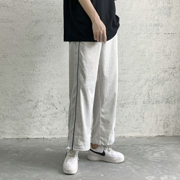 闊腿運動褲子男2022春秋季新款衛褲寬松直筒學生百搭束腳九分褲子