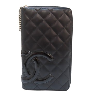 CHANEL 香奈兒【再降價】黑色 羊皮 康朋 拉鍊長夾 (無卡) 【二手名牌BRAND OFF】