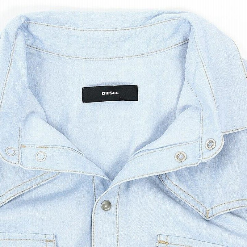 美品 DIESEL デニムシャツ スナップボタン ライトブルー L 日本L相当 美品 DIESEL デニムシャツ スナップボタン ライトブルー L 日本L
