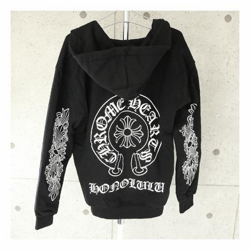 CHROME HEARTS 銀座店 新品 クロムハーツ 海外インボイス付き ホノルル限定 ホースシュー パーカー ジップアップ スウェット 黒  size:M | LINEブランドカタログ