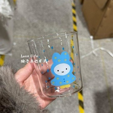 🍓石頭好物🍓雨衣米菲兔玻璃杯高硼硅耐高溫水杯高顏值家用杯子咖啡冷萃杯氛圍