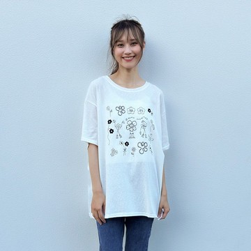 Hana Mokuba 圓領寬鬆花花印花長版上衣