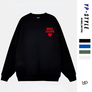 【超絕質感！台灣出貨】大學T 印花大學 圓領衛衣 小衆設計 圓領長袖 男女復古 寬鬆上衣 T恤垂感 休閒寬鬆大學t