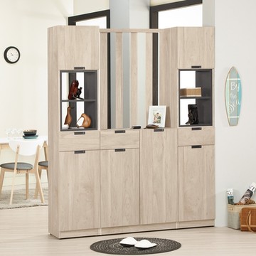 Boden-奧拉5.4尺六門三抽屏風高鞋櫃/開放式玄關收納櫃/隔間置物展示櫃-161x38x196cm