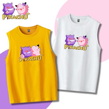 精靈寶可夢口袋妖怪卡通耿鬼皮皮運動純棉無袖T恤衫大碼透氣背心