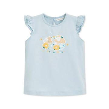 小蹦熊迷霧藍層次荷葉短袖上衣