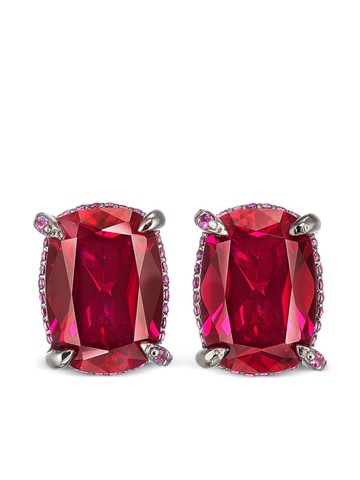 Anabela Chan - 18kt white gold vermeil Wing ruby earrings - women - Rhodium Vermeil/18kt Gold Vermeil/18kt Gold/Ruby - One Size - Red