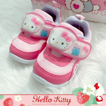 Ann’S正版三麗鷗授權-HELLO KITTY 閃燈防臭魔鬼氈學步鞋1.5cm-粉