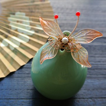 蝴蝶小髮釵(橘色款)-共四色