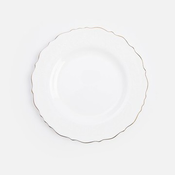 克萊歐骨瓷平盤15.9cm 花邊白
