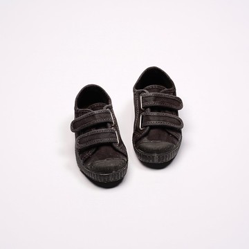 西班牙帆布鞋 CIENTA U78777 01 黑色 黑底 洗舊布料 童鞋 魔鬼氈