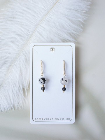 水墨 Black Rutilated Quartz 黑髮晶 耳環耳勾 | 可改耳針或耳夾