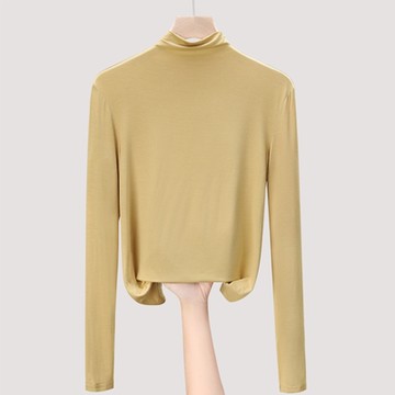 專注內搭-半高領薄長袖T恤彈性內搭收腰上衣-4(五色 S-3XL可選)