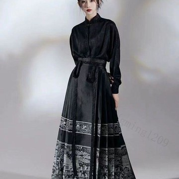 【國潮新中式】改良漢服 明制馬面裙套裝 中國風立領短衫上衣 國風女裝 新中式襯衫 漢服女改良 馬面裙改良 中國風套裝