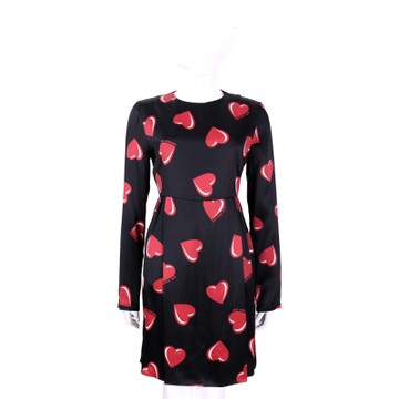LOVE MOSCHINO 黑色愛心圖騰長袖洋裝