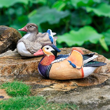 樹脂仿真動物鳥擺件家居園林景觀庭院水上裝飾鴛鴦工藝禮品