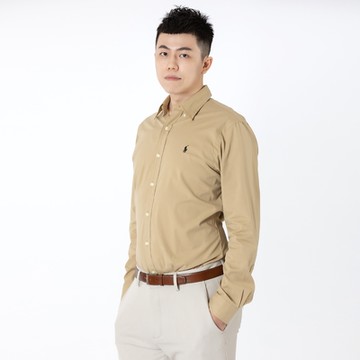 Polo Ralph Lauren 經典刺繡小馬長袖襯衫Classic Fit-卡其色