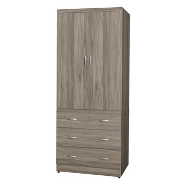 【顛覆設計】芙亞3x7尺拉門三抽衣櫥古橡色