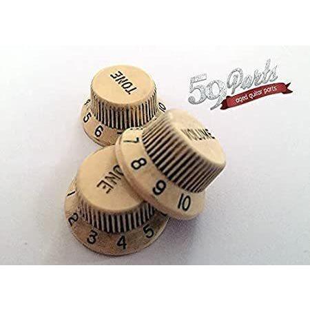 59PARTS  SET OF HAND AGED FENDER NYLON KNOBS IVORY CREAM ノブ ビンテージパーツ 全国一律送料無料