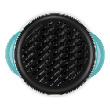 LE CREUSET 電磁爐適用 雙耳圓鐵烤盤 土耳其藍 25cm  1個