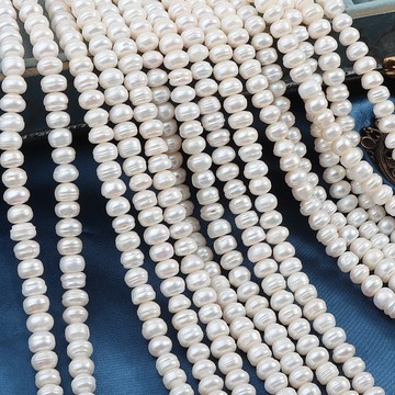 Zz-8mm9mm無核深螺紋老蚌天然淡水珍珠扁珠一串長約36cm