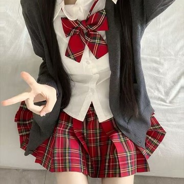 小辣椒jk格裙秋刀魚百褶裙制服正版原創日系校供感女學院風短裙--享樂