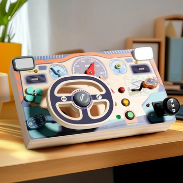 蒙氏早教教育方向盤 模擬忙碌板 兒童過家家 學習開車益智玩具