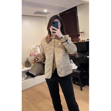 秋冬爆款小香風棉服短款外套高端大牌小個子設計感菱格卡其色棉衣