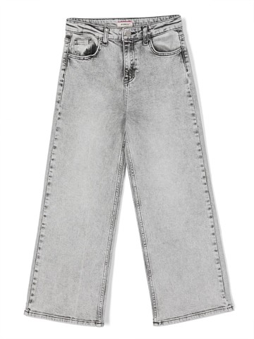 Pinko Kids - high-rise wide-leg jeans - kids - Cotton/Elastane - 18 yrs - Grey